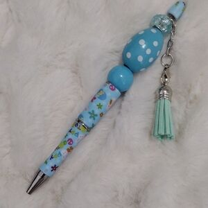 Blue Polka Dot Egg Easter Pen with Tassel